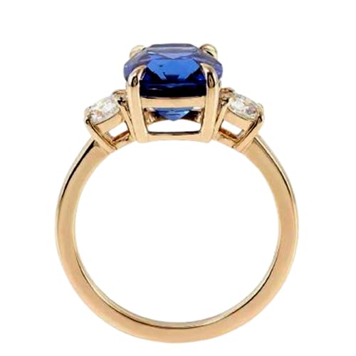 Bague de mariage en argent 925 topaze bleue et moissanite ronde pour femme