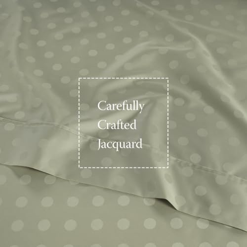 Image of Threadmill 300TC Cotton Full Sheet Set, Sateen, Jacquard, Sage Green | 100% Cotton, Sateen Weave, Jacquard Pattern, 4-Piece Set, 16 inch Deep Pocket, Cooling, OEKO-TEX Certified, Machine Washable