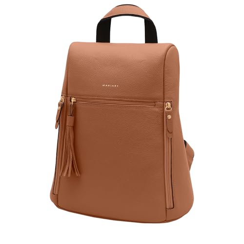 Mariart Dália Mochila Feminina de Couro Bovino Legítimo c/Fechamento Antifurto (Camel)