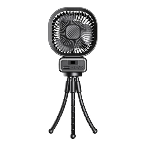 mophrati Ventilador portátil, fácil de limpiar, Clip de trípode Flexible, luz nocturna, ventilador portátil para cochecito, recargable, enfriador velocidad, negro, Negar con la cabeza
