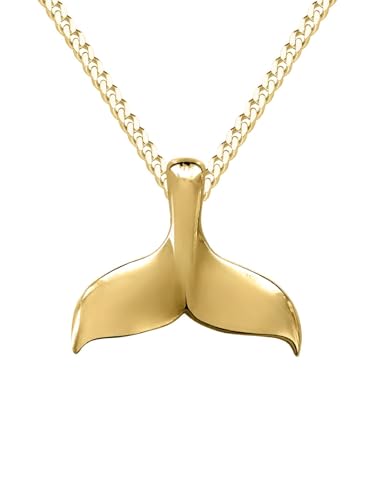 Collier nageoire de baleine en or jaune 45 cm pour le style estival