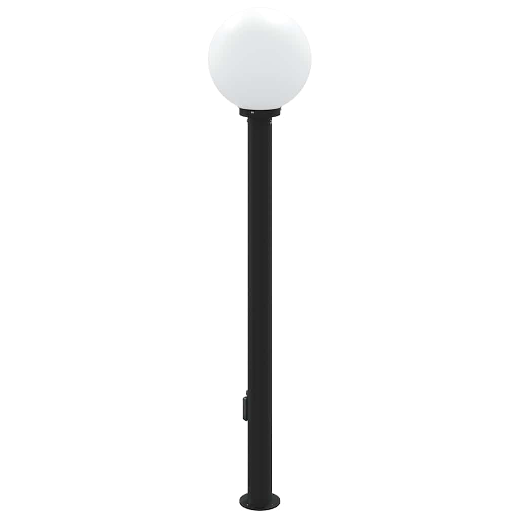 Lámpara de bolardo de acero inoxidable de 120 cm, color negro, con detector de movimiento PIR y enchufe integrado, protección IP44 para jardín, terraza, iluminación de camino, pantalla