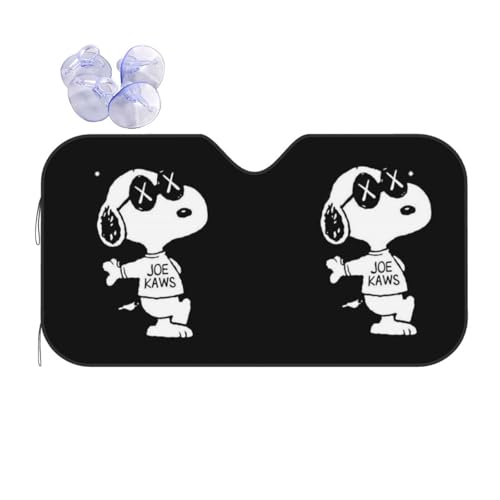 スヌーピー サンシェード 車 フロント フロントサンシェード 遮光 UVカット 断熱 劣化防止 吸盤2個付 簡単着脱 コンパクト収納 76cm x 140cm