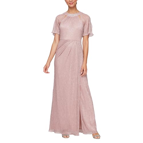 Image of S.L. Fashions Women's Long A-line Mother of The Bride Dress with Ruched Waist (Petite and Regular Sizes)