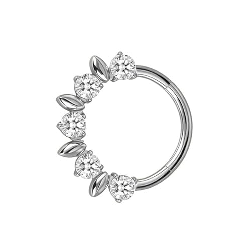 Oxxggkao Elegante piercing para la nariz, accesorio juvenil con incrustaciones de diamantes incrustados, aretes para el cuerpo para ocasiones elegantes, anillos resistentes