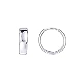 PAVOI Rhodium Plated 925 Sterling Silver Posts Huggie Hoop Earrings for Women - Thick Small Hoops Earscape Jewelry - Gold Earrings for Women