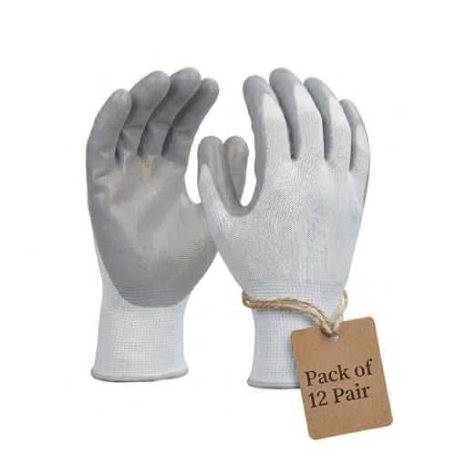 Image of Multipurpose Nylon Anti Cut PU Nitrile Coating Work Safety Gloves White-Grey Pair 12