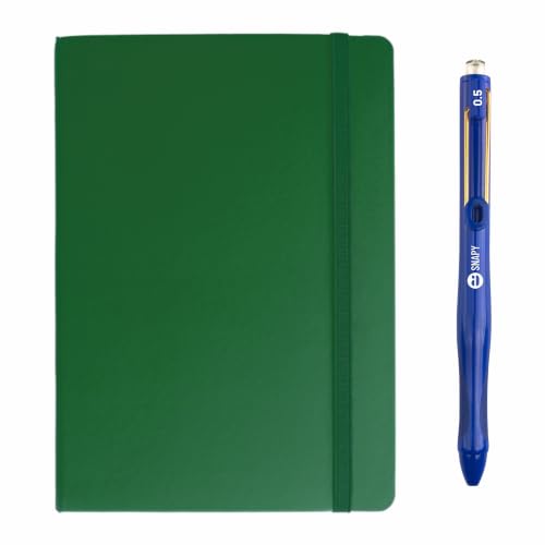 Image of Anupam Fluct A5 Ruled Journal + Snapy 0.5mm Gel Pen Combo | 160 Pages | 80 GSM Acid-Free Paper | Lay-Flat Hardcover | Waterproof Quick-Dry Ink | Writing Kit for Office & Daily Journaling (Green)