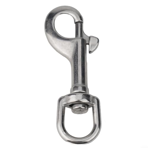 Gancho giratorio de acero inoxidable para buceo, clip giratorio de 360° con broche de resorte, compatible con correa de mascota equipo de camping (82 mm)