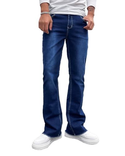 Men's Straight Leg Boot Cut Jeans Stretch Slim Fit Flared Jeans Light Wash Vintage Skinny Denim Pants2