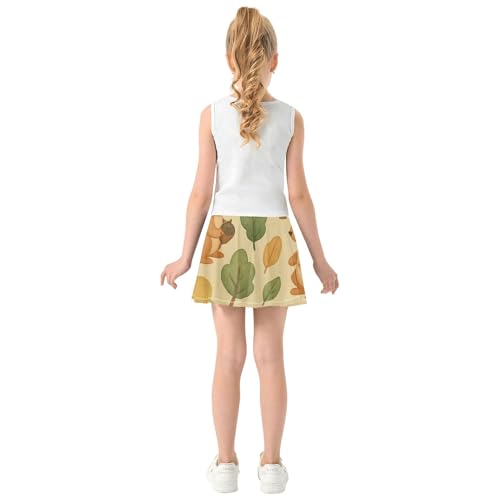 Cute Squirrels Beige Toddler Tennis Skirts Print Girls Skorts Athletic Shorts Butterfly Skirt 4t4