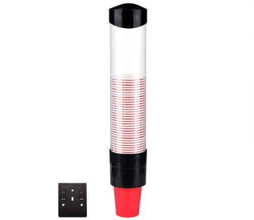 Dispensador de Vasos Soporte de Vaso de Pared de Plástico One Touch Portavasos Desechable Dispensador de Tazas de ParedHasta 50 Tazas de 7,5 cm de Diámetro