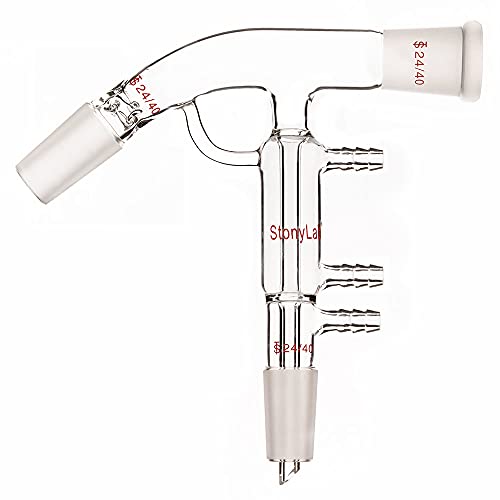 stonylab Glass Short Path Distillation Head, Borosilicate Glass Short Path Distilling Apparatus with 24 40 Joints and Hoses for Laboratory Lab Supply