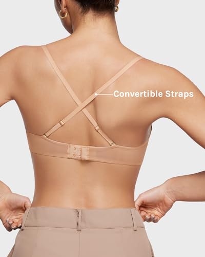 Inlyric Women'S Sheer Strapless Bras Mesh Sexy Unlined Plus Size See Through Bra Underwire Demi Mesh Non Padded Warm Beige 34C thumb #5