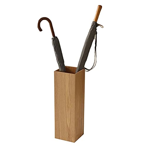 Seau parapluie rectangulaire en bois rétro 16x16x50 cm avec bac de stockage d'eau
