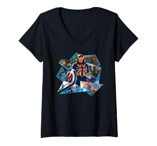 T-shirt Captain Carter Marvel imprimé collage graphique col V femme
