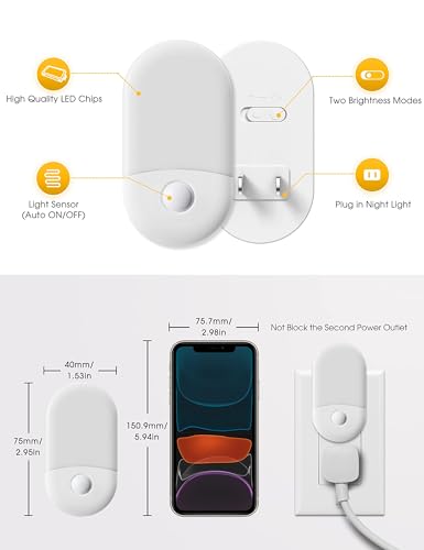 Image of L LOHAS LED Amber Night Light, Night Lights Plug into Wall[4 Pack], 2000K