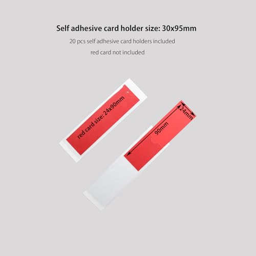Baikeen selbstklebende transparente Taschen, transparente selbstklebende Kartenetiketten-Taschenhalter Fototaschen Hülsen für Karteikarten Planer Schränke Regale (30x95mm - 20 Stück)