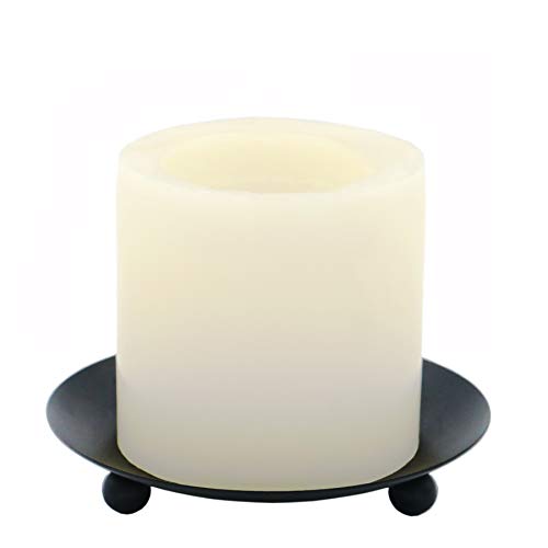 image for WillGail Decorative Iron Plate Candle Holder, Set of 4, Matte Black Pi