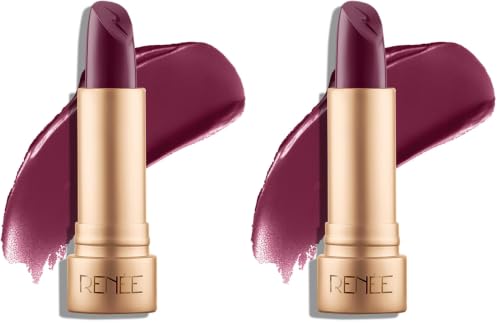 Image of RENEE H2O Hydrating Creme Lipstick-Plum Dew, Super Glossy, Lightweight, Non-drying & Hydrating, Easy Glides Formula with Intense Pigment, Shea Butter, Hyaluronic Acid, Jojoba Oil Infused (Pack of 2)