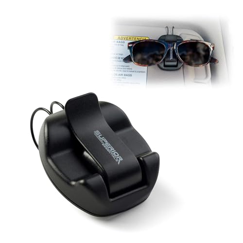 SUPERIOR ESSENTIALS Sunglasses Holder for Sun Visor/Air Vent - Conveniently Holds Sunglasses - Easy One Handed Operation (1 Pack)