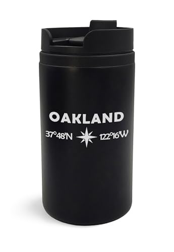 Coordinates Oakland California USA City, Gravierter Kunst, Reisebecher, Isoliert