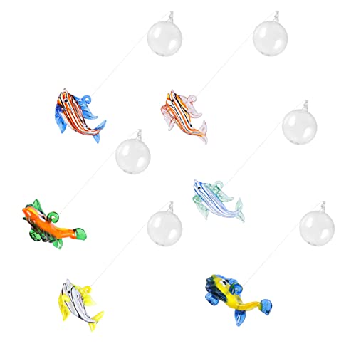 Hemobllo Aquarium Float Ball Decoration 6Pcs Handmade Blown Glass Fish Pendants Floating Ornaments for Fish Tank Micro Landscape Accessories