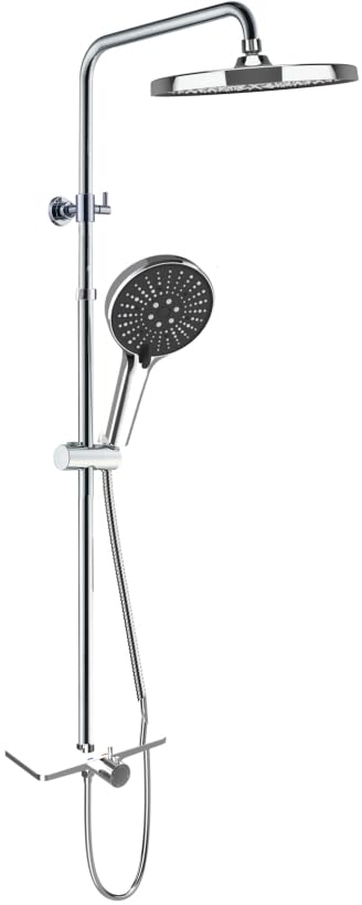 Garvee Garvee con 1 set de grifo con canal de cobre y estante, ducha extensible de acero inoxidable y plástico, juego de ducha de mano con pistola pulverizadora