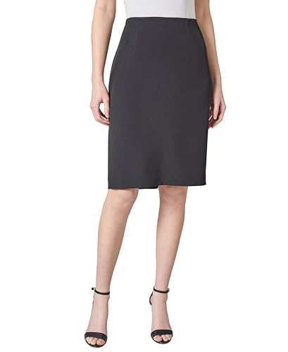 Kasper Women's Petite Stretch Crepe Knee Length Pencil Skirt, Black