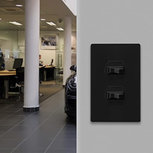 Image of ENERLITES SI8821-BK Duplex Outlet Receptacle Cover, Screwless Wall Plate, Standard Size, 1-Gang 4.68 inch x 2.93 inch, Unbreakable Polycarbonate Thermoplastic, UL Listed, SI8821-BK-10PCS, Black, 10 Pack