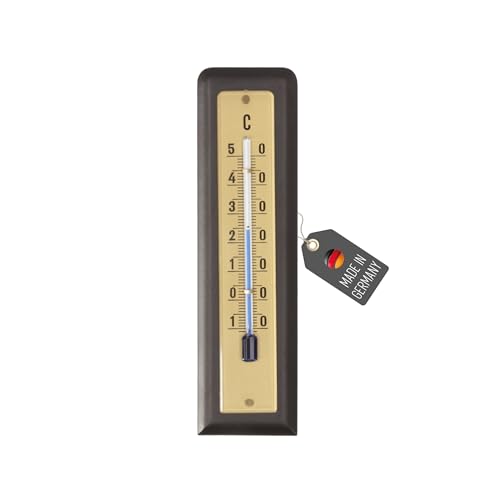 Lantelme Zimmerthermometer aus Buche lackiert | Temperatur -10°C bis 50°C Analog 14cm lang | Holz Thermometer für Innen Zimmer | Leicht ablesbar |...