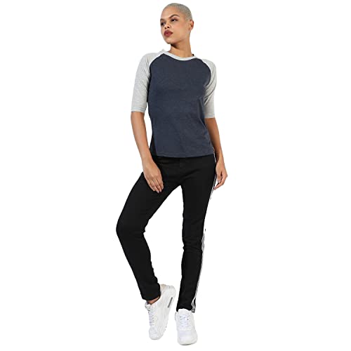 Image of Campus Sutra Women's Regular Fit Tops (CS23SS RGQS W PLN GRDN Navy Blue-01 M)