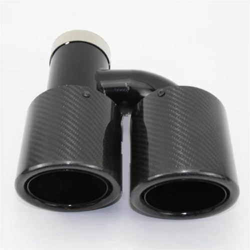 Tuyau d'échappement double sortie en acier 304 et carbone 57mm vers 76mm