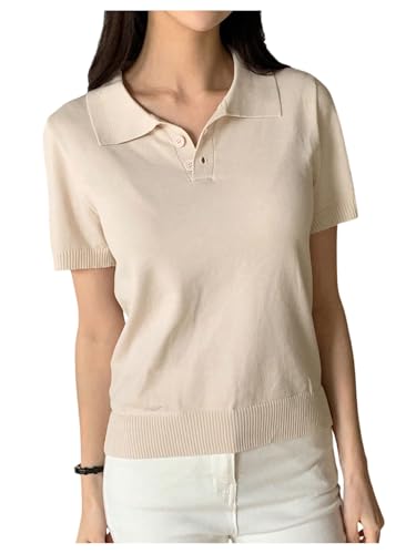 Verdusa Women's Old Money Button Down Collared Shirt Y2k Sweaters Elegant Knit Going Out Tops