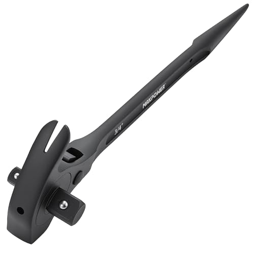 Image of MAXPOWER 1 /2 inch and 3 /4 inch Drive Scaffold Ratchet Wrench, Podger Spanner with Claw Hammer, Crowbar, Pry Bar and Nail Puller Functions | with claw hammer, crowbar, pry bar and nail puller functions