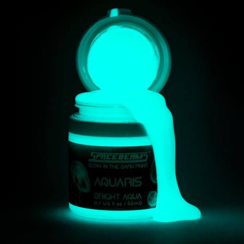 SpaceBeams Glow in The Dark Paint, Aquaris 1.7 fl oz (50ml), Bright Aqua Color (Light Blue/Turquoise)