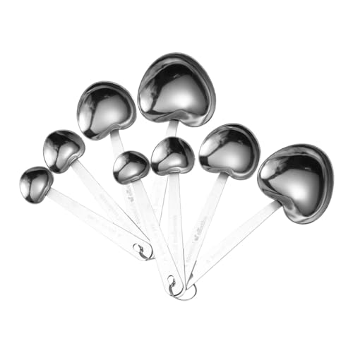 FRCOLOR 2セット ハート型ステンレス製計量スプーン キッチン用調味料計量カップ 食品グレード製 粉末 液体対応 調理とベーキングに