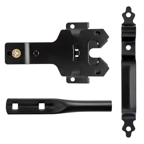 JOOONLUE HARDWARE Modern Black Gate Latch Set, Heavy Duty Outdoor Gate Hardware with Latch and Handle, Anti-Rust Coated for Wooden Fence, Garden, Farm & Driveway Gates
