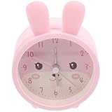 MALUGOGO Reloj despertador silencioso de escritorio, con orejas de conejo redondeadas, cristal de silicona con luz nocturna, hora precisa, eficiencia energética, para mesita de noche, entornos para