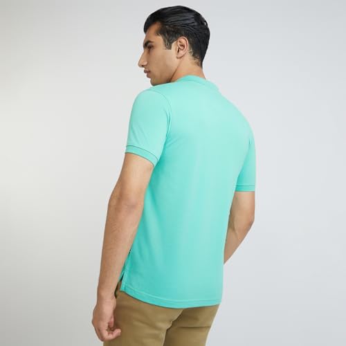 Image of Parx Men Regular Fit Solid Pattern Cotton Polyester Blend Half Sleeve Polo Neck Casual T-Shirt