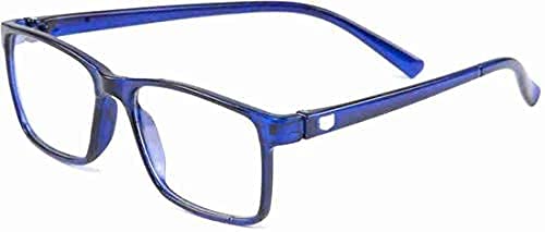 FWO Blue Cut Glasses For Men Crizel Lenses With Prevencia Coated Blue Cut Glasses For Men Zero Power Computer Glasses Rectangular Shape Blue Color Full Rim (Zero Power Crizal Prevencia)