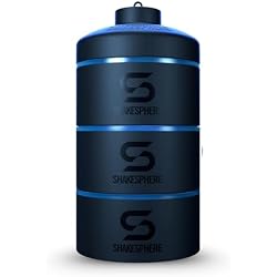 SHAKESPHERE Stackable Snack Containers, 3 Twist-Lock, Portable, Cyan Blue | Leak-Resistant, BPA-Free, Travel Snack Storage, Supplements, Protein & Nuts, Gym, Office, School, Lunch, Ideal Gift Idea