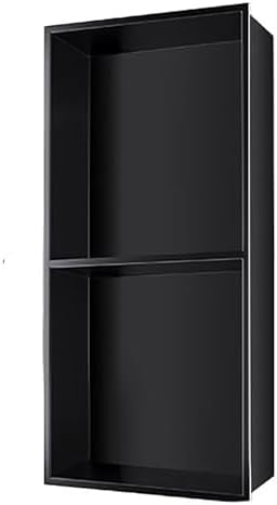 Waterproof Shower Niche Recessed,Recessed Niche,No Tile Needed Wall Niche for Bathroom/Kitchen/Dining Room, Insert Black Stainless Steel Shower Niches Storage S,Black-90x28x12.5cm