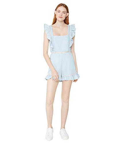 Bcbgeneration Womens Square Nk Ruffle Slv Woven Rompers, Light Wash, 10 Us #TOP7