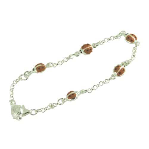 Sterling Silver Ladybug Bracelet Red and Black Enamel 7 inch - 8 inch2