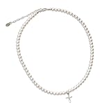 Cherished Moments Children's Sterling Silver First Communion Cross Necklace with High-End Simulated Pearl for Little Girls (12-14 inch adjustable)