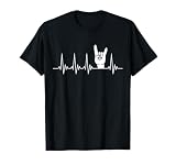 Heavy Metal Battement de Coeur Design Rock Signe des Cornes T Shirt