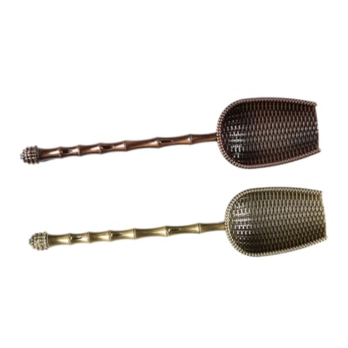 COLLBATH 2Pcs Metal Tea Scoop Chic Long Handle Shovels for Tea Leaf Stylish Accessories for Home Office Includes Each Antique