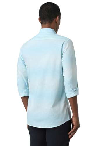 Image of Peter England Mens Cotton Slim Fit Full Sleeve Casual Summer Ombre Shirt|Pin-Point