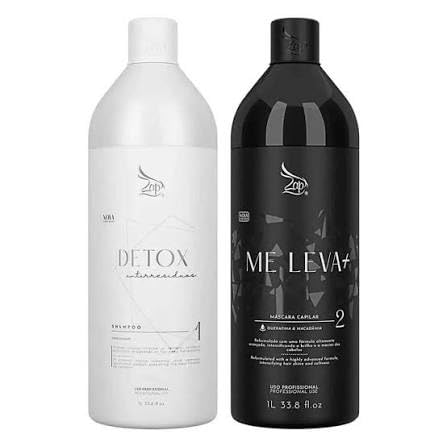 Kit Escova Progressiva Me Leva Zap Profissional Shampoo Detox e Mascara Capilar 2x1000ml